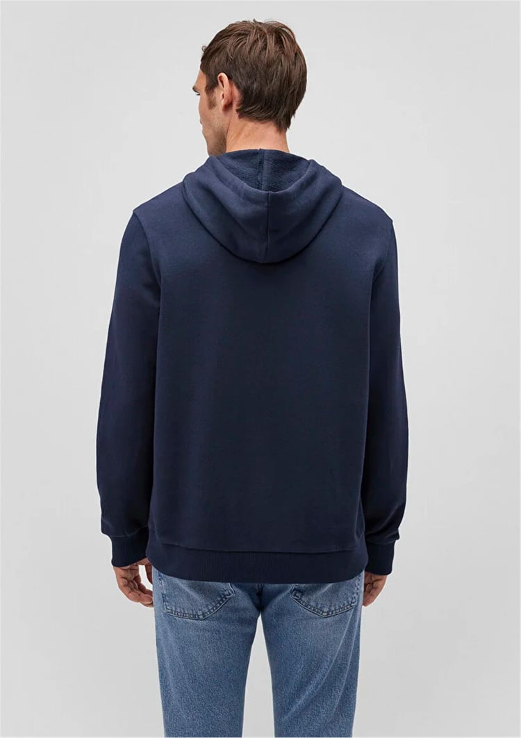 Mavi M065606-28417 Gece Lacivert Erkek Regular Mavi Logo Baskılı Kapüşonlu Sweatshirt