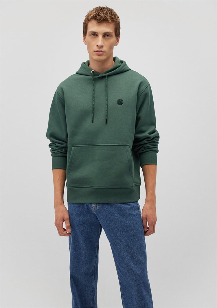 Mavi M065809-71580 Derin Orman Yeşili Erkek Loose Fermuarlı Kapuşonlu Basic Sweatshirt