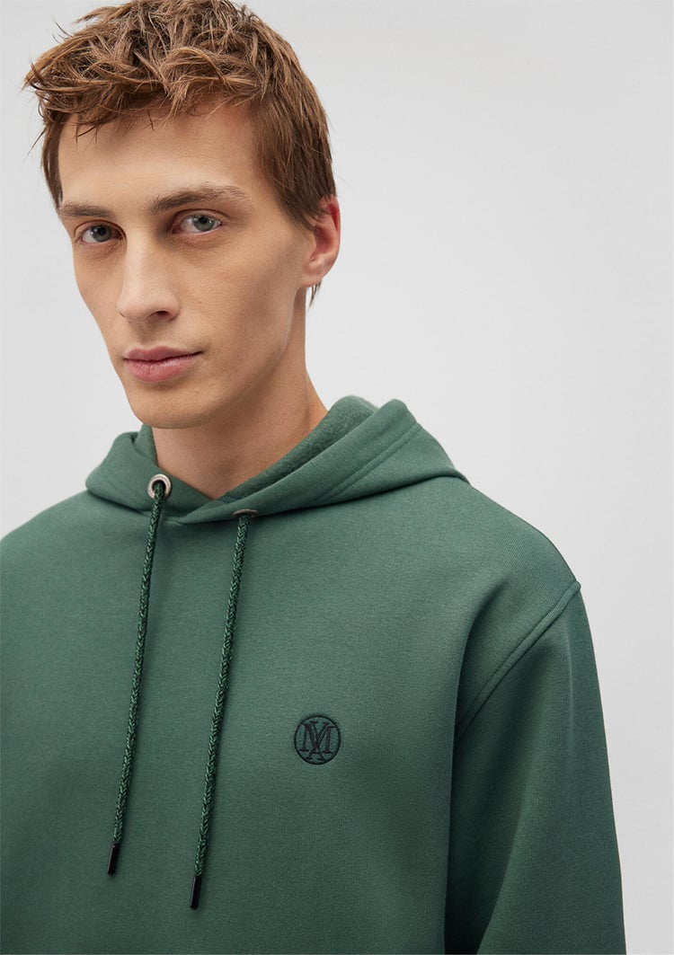 Mavi M065809-71580 Derin Orman Yeşili Erkek Loose Fermuarlı Kapuşonlu Basic Sweatshirt