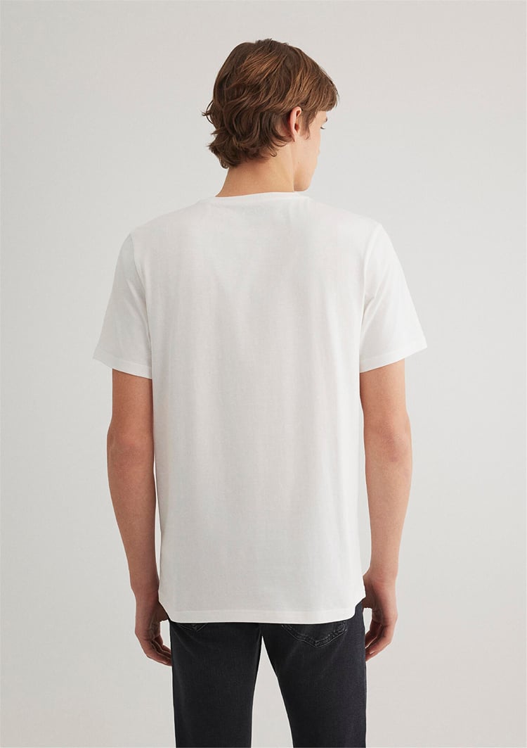 Mavi M066255-30701 Kırık Beyaz Erkek Regular Logo Baskılı T-Shirt