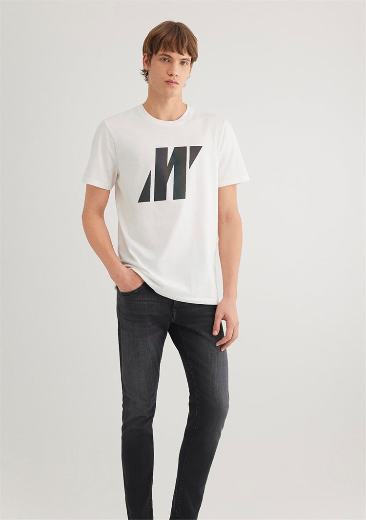 Mavi M066255-30701 Kırık Beyaz Erkek Regular Logo Baskılı T-Shirt