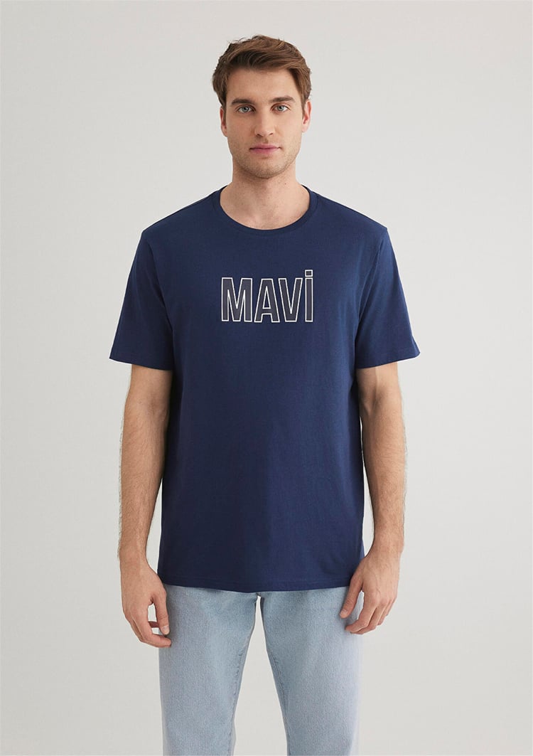Mavi M066842-70758 Derin Lacivert Erkek Regular Mavi Logo T-Shirt