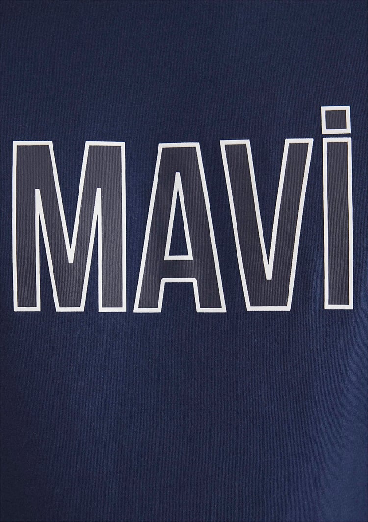 Mavi M066842-70758 Derin Lacivert Erkek Regular Mavi Logo T-Shirt
