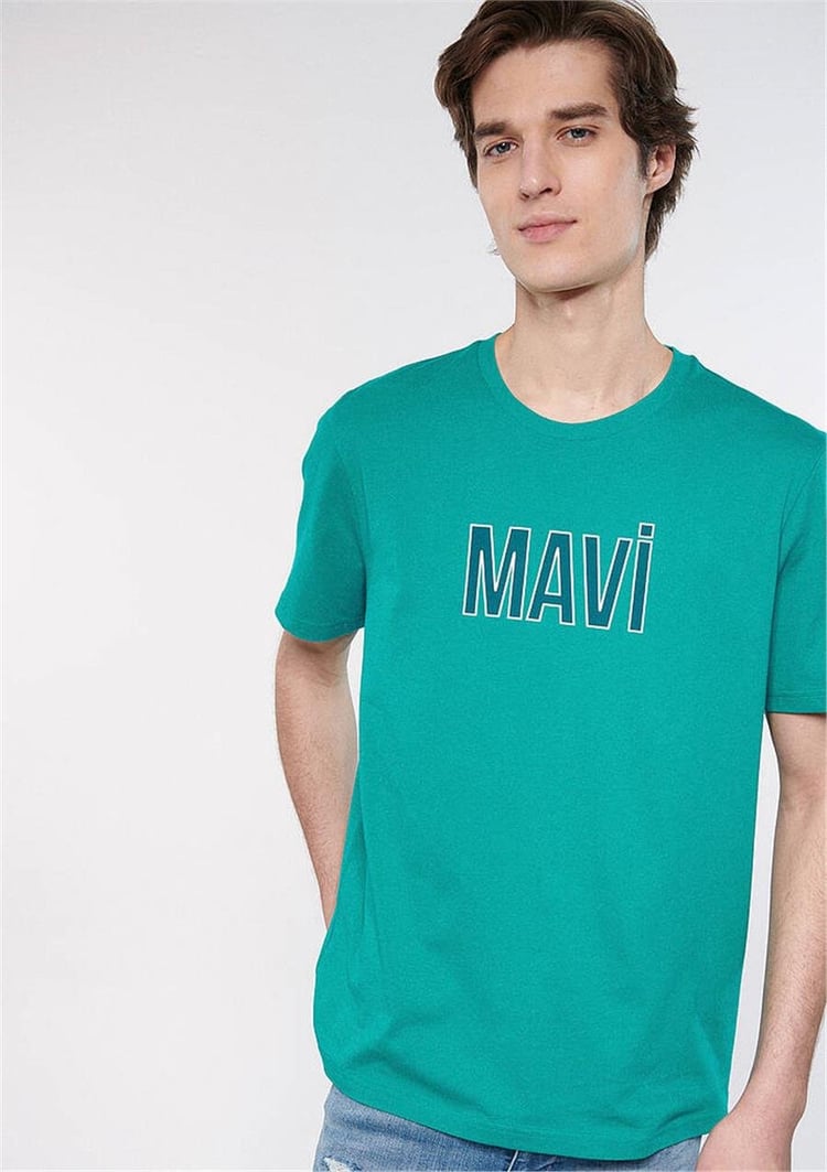 Mavi M066842-71825 Turkuaz Mavisı Erkek Mavi Logo T-Shirt Logo T-Shirt
