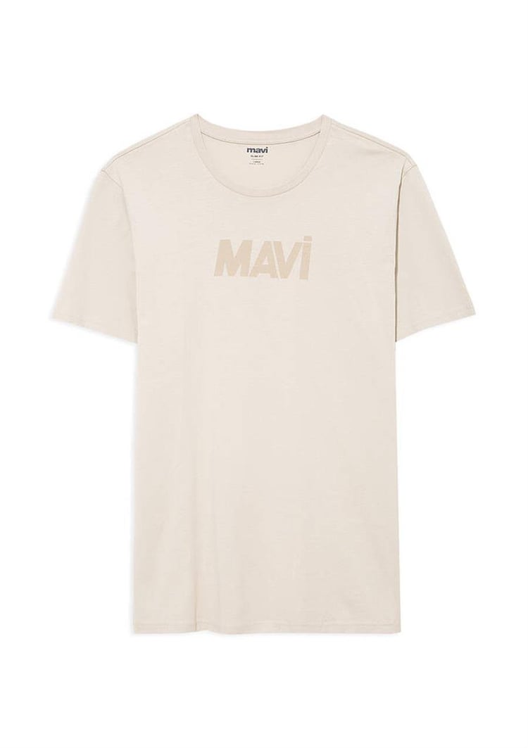 Mavi M066846-70322 Soluk Bej Erkek Mavi Baskılı T-Shirt