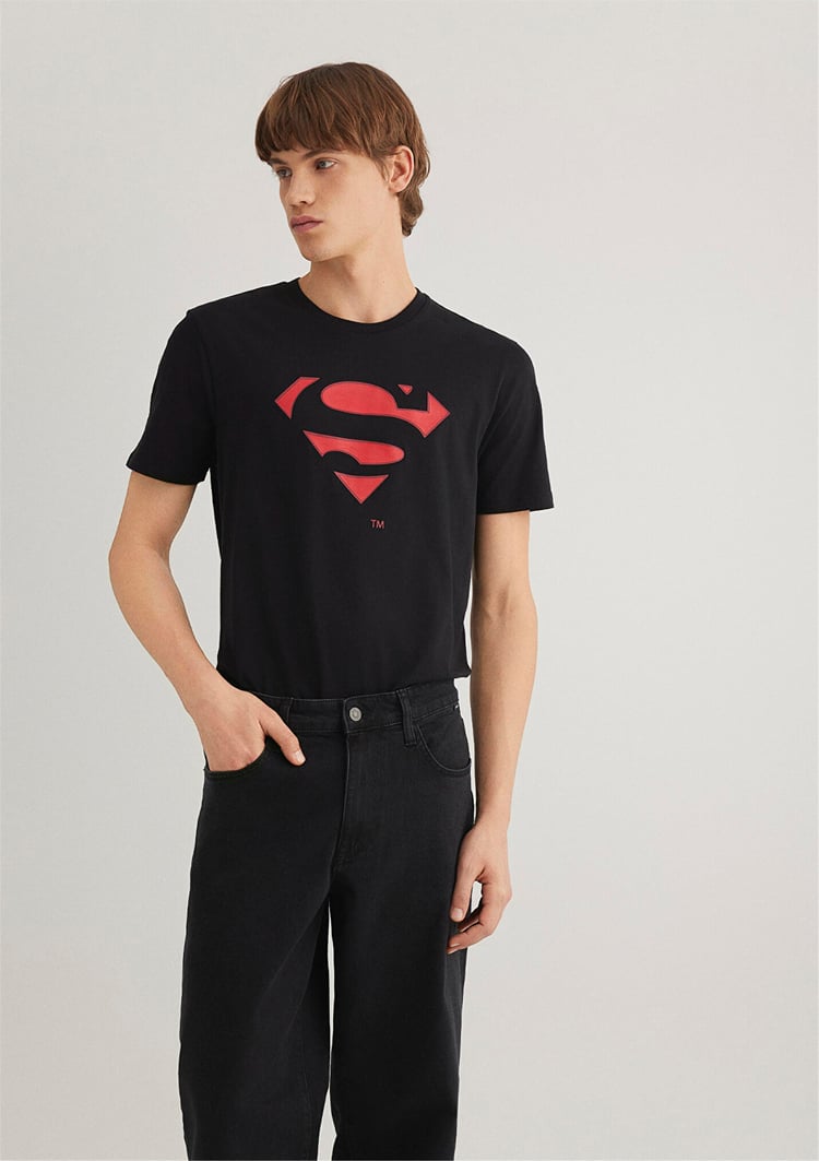 Mavi M066875-900 Siyah Erkek Superman Baskılı T-Shirt