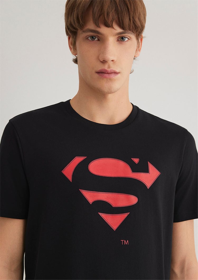 Mavi M066875-900 Siyah Erkek Superman Baskılı T-Shirt