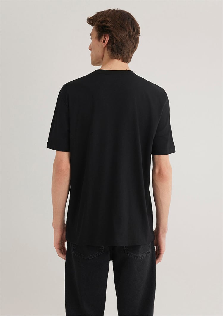 Mavi M066878-900 Siyah Erkek Batman Reflektor Baskılı T-Shirt