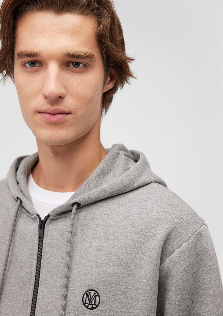 Mavi M066979-34686 Gri Melanj Erkek Fashıon Fermuarlı Sweatshirt