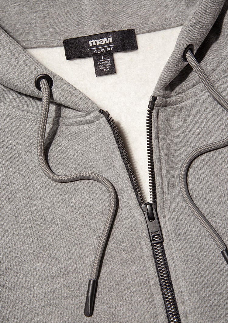 Mavi M066979-34686 Gri Melanj Erkek Fashıon Fermuarlı Sweatshirt