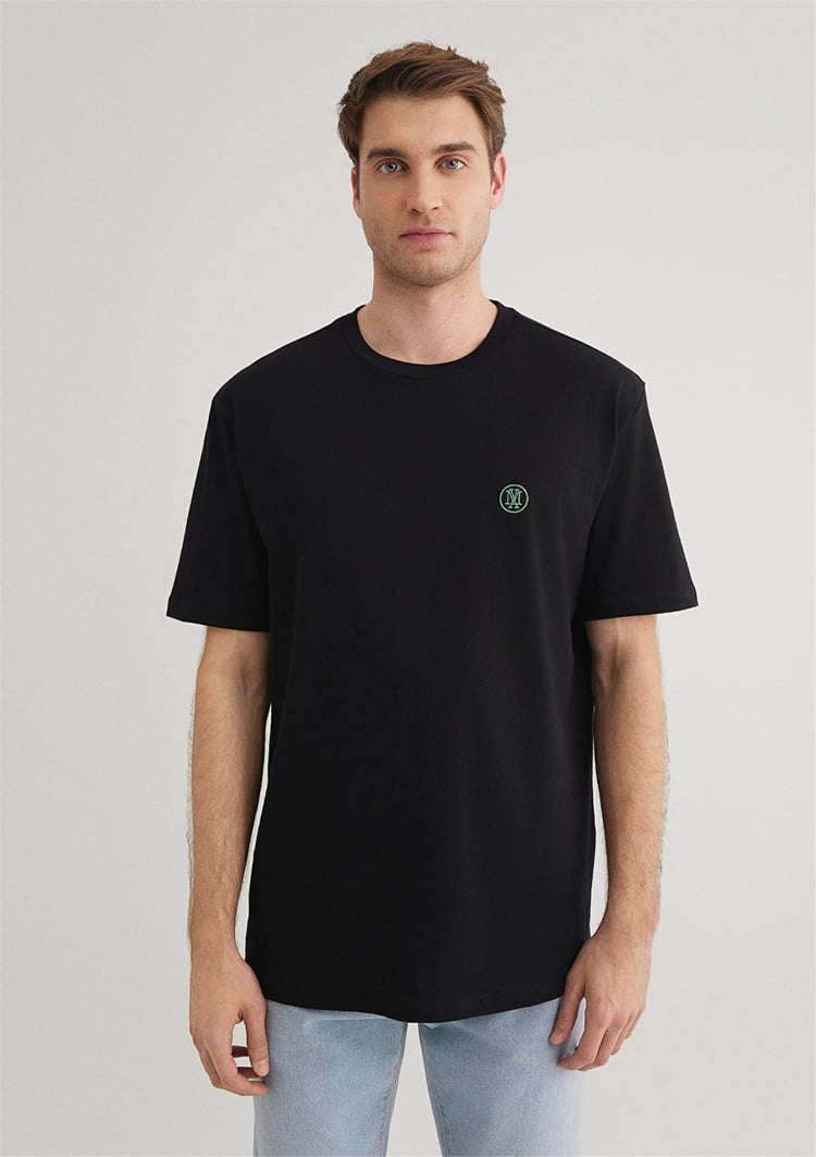 Mavi M067074-900 Siyah Erkek Logo Nakışlı T-Shirt