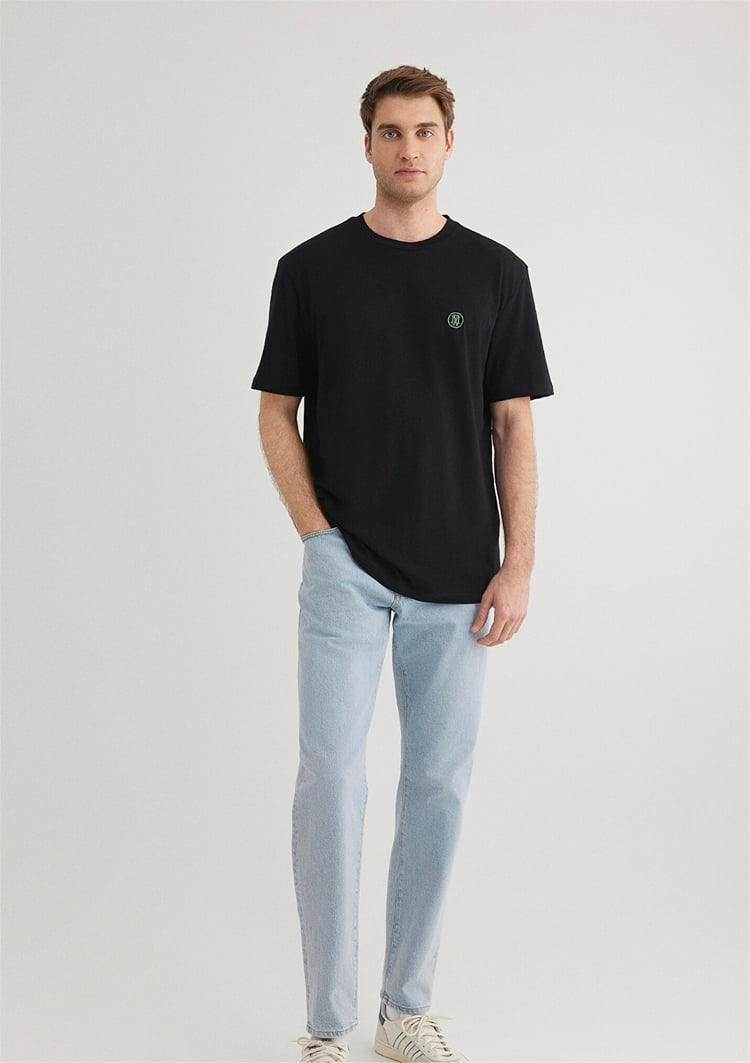 Mavi M067074-900 Siyah Erkek Logo Nakışlı T-Shirt