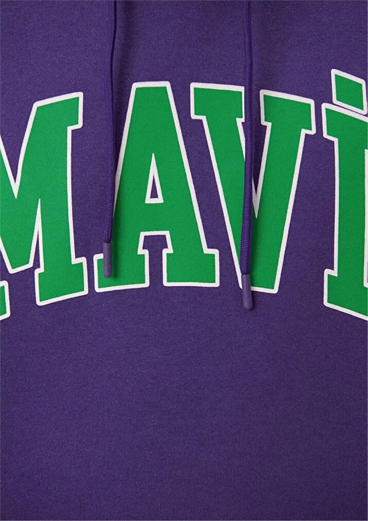 Mavi M067149-70693 Canlı Mor Erkek Oversize Kapuşonlu Logo Sweatshirt