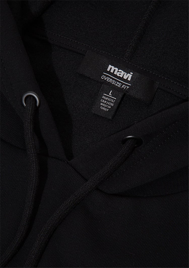 Mavi M067149-902 Siyah Erkek Oversize Kapuşonlu Logo Sweatshirt