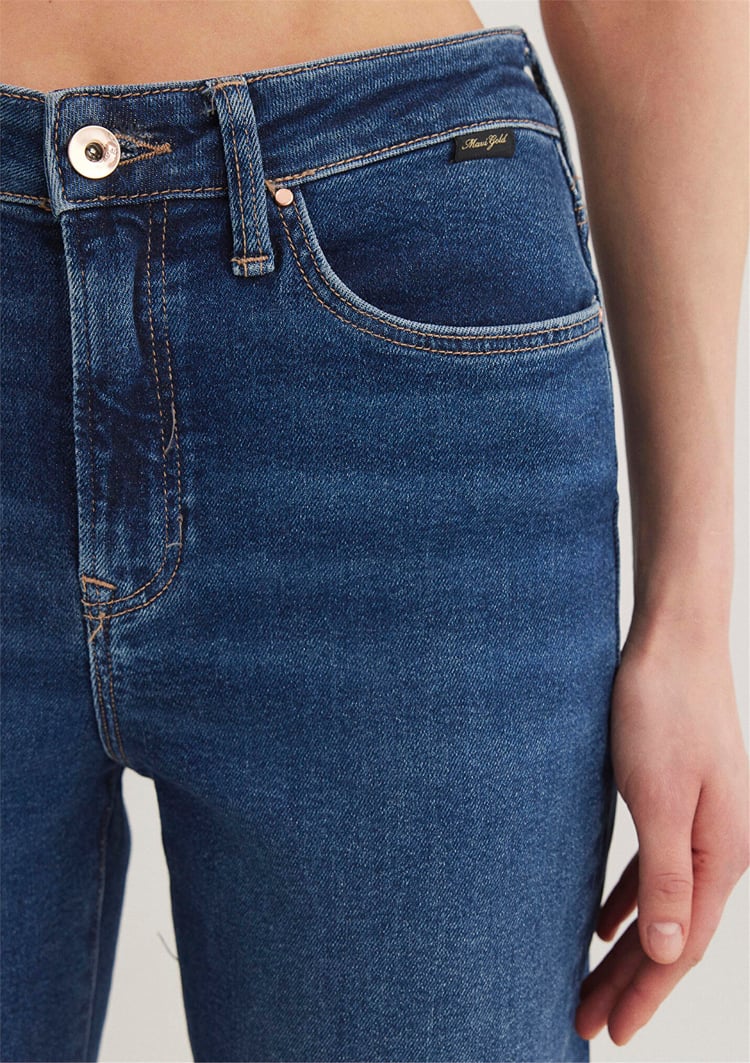 Mavi M100277-33687 Koyu Gold Shape Kadın Mom Cındy Denim Pantolon