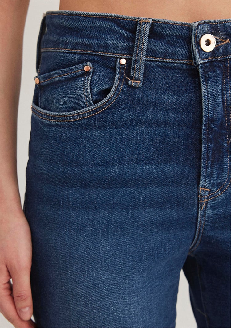 Mavi M100277-33687 Koyu Gold Shape Kadın Mom Cındy Denim Pantolon