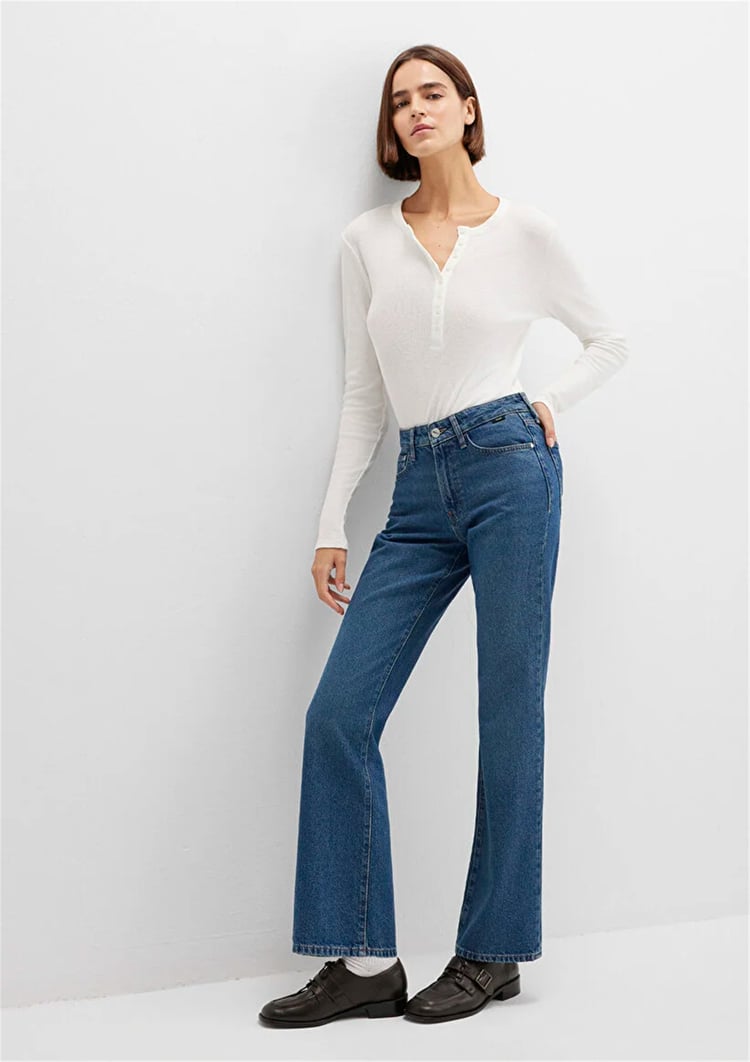 Mavı M1010299-91180 Mıav Dark Shaded Denım Kadın Flare, Boot Cut Denım Pantolon