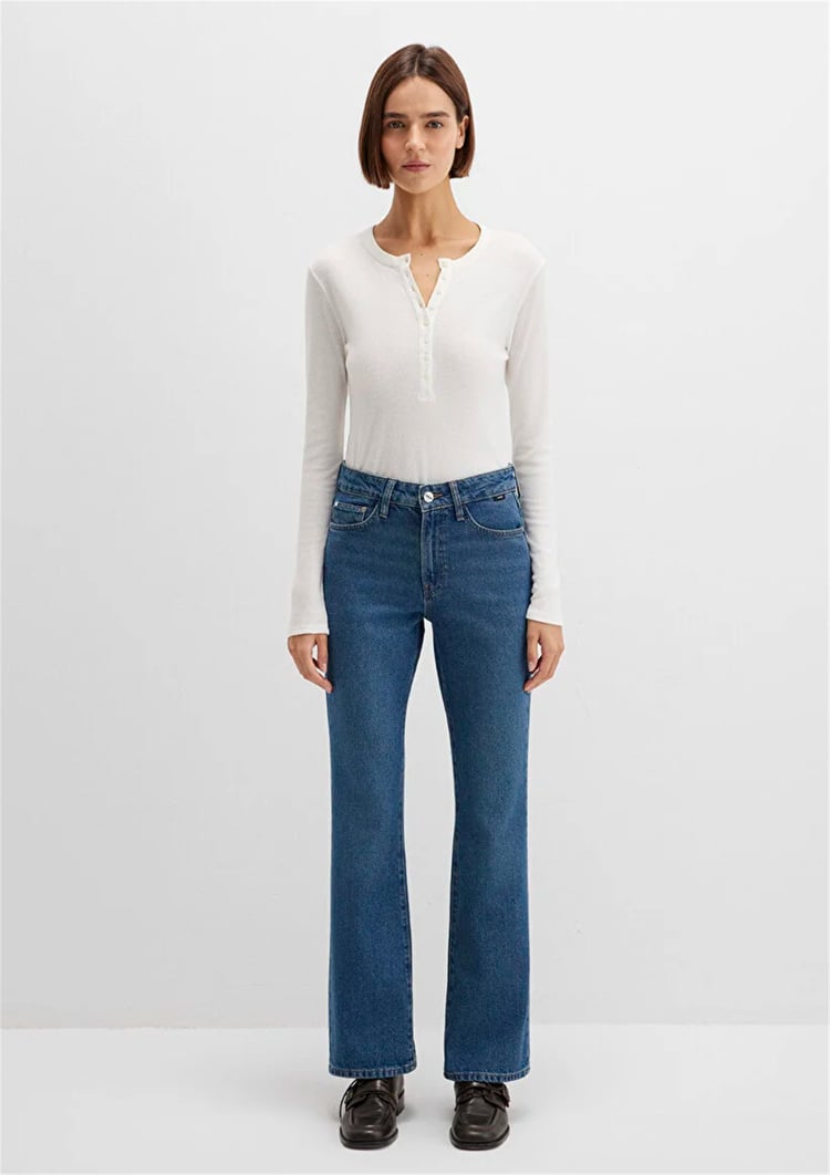 Mavı M1010299-91180 Mıav Dark Shaded Denım Kadın Flare, Boot Cut Denım Pantolon