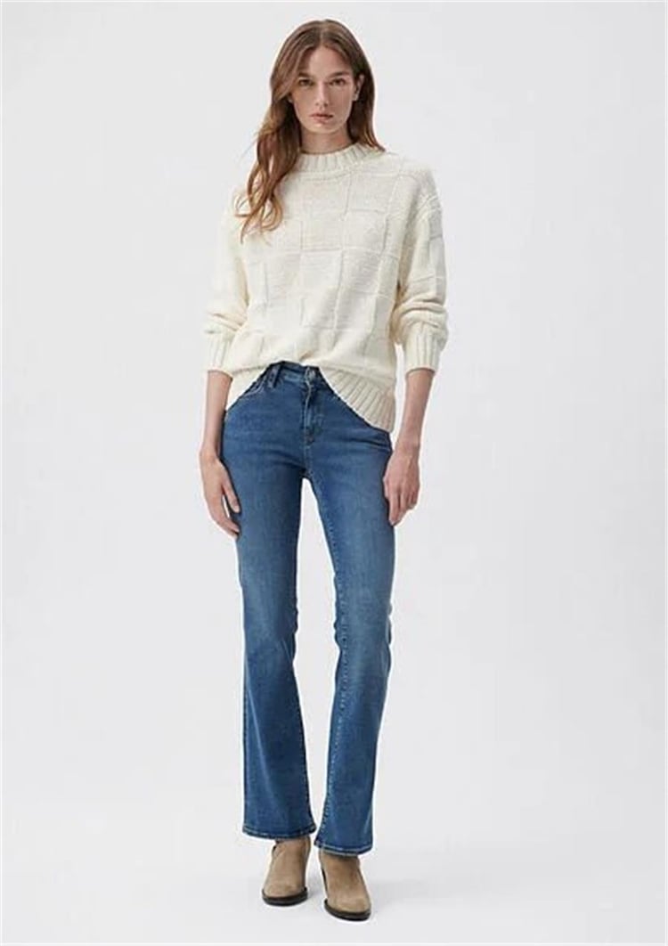 Mavi M1013683650 Molly Mıd Brushed Str Kadın Ispanyolca Paca Denim Pantolon
