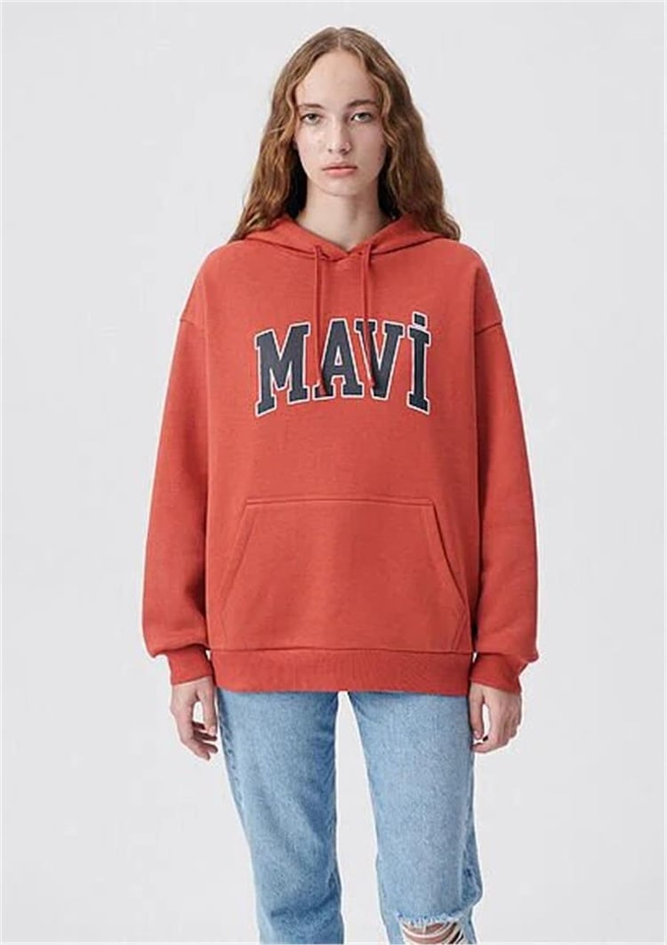 Mavi M1600361-70459 Hot Sauce Kadın Oversize Kapuşonlu Logo Sweatshirt