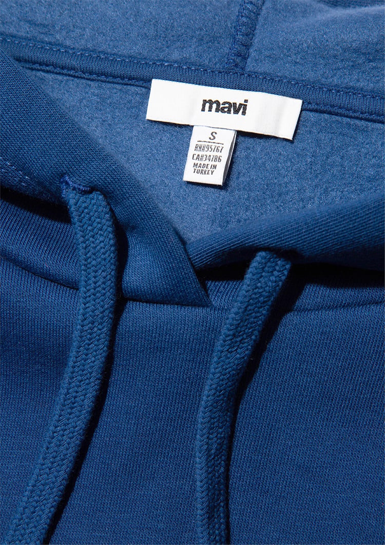 Mavi M1600361-82625 Koyu Lavicert Kadın Oversize Kapuşonlu Logo Sweatshirt