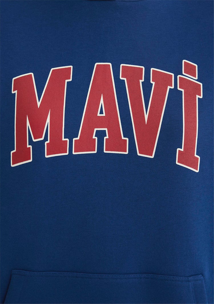 Mavi M1600361-82625 Koyu Lavicert Kadın Oversize Kapuşonlu Logo Sweatshirt