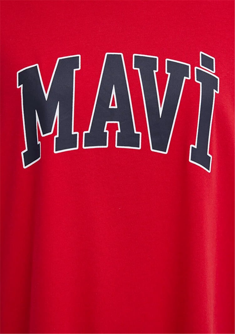 Mavi M1600843-82054 Acı Kırmızı Kadın Oversıze Mavi Baskılı T-shirt