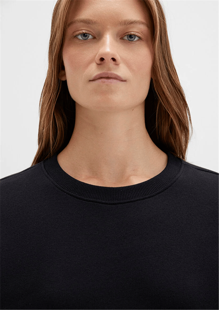 Mavi M1610198-900 Siyah Kadın Oversize O Yaka Basic Sweatshirt