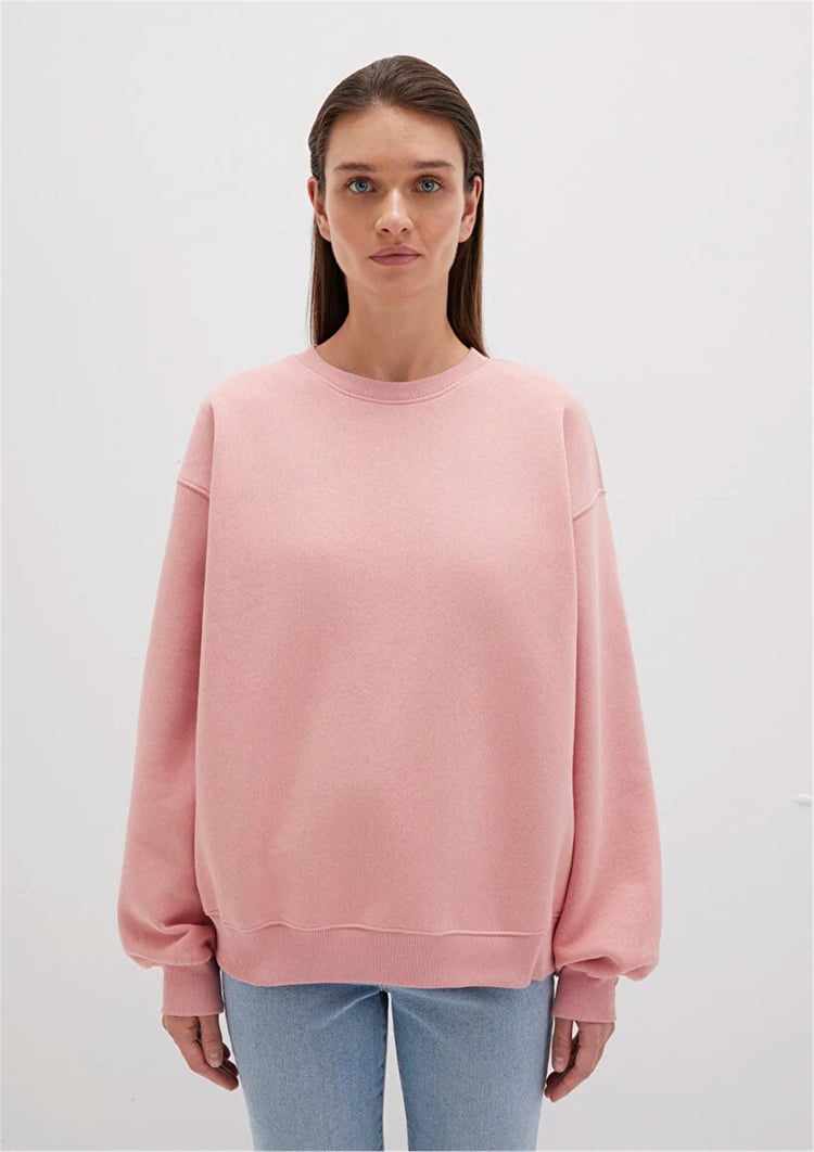 Mavı M1610198-91003 Rose Elegance Kadın Bısıklet Yaka Oversıze Basıc Sweatshırt