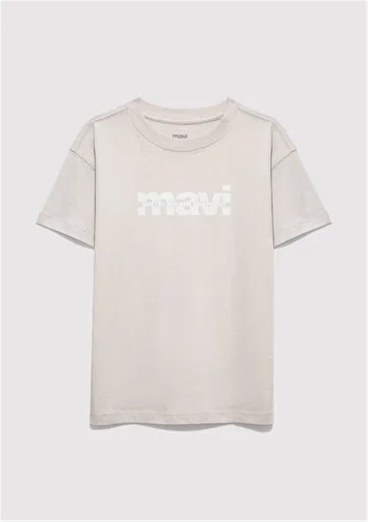 Mavı M6610444-90782 Quıet Gray Erkek Cocuk Oversıze Mavı Baskılı Logo T-Shırt