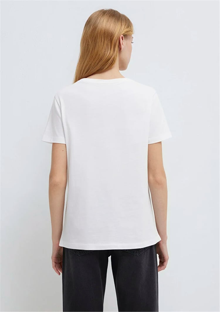 Mavi Y26 M1613721-620 Beyaz Kadın Slim Kedi Baskılı T-shirt