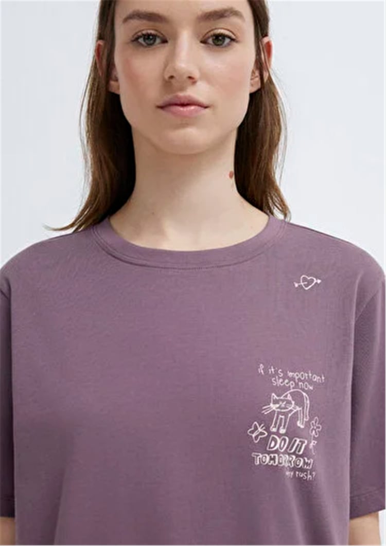 Mavi Y26 M1613875-70648 Flınt Kadın Regular Kedi Baskılı T-shirt