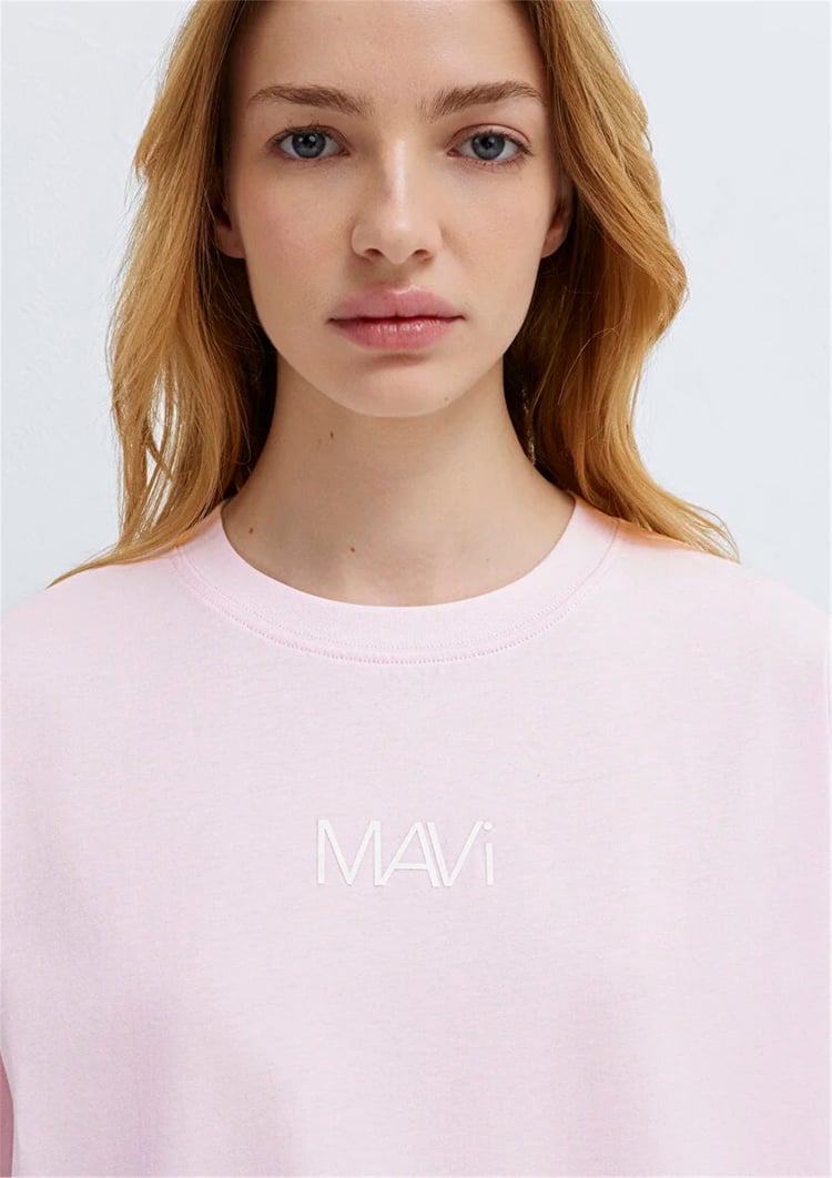 Mavi Y26 M1613884-70513 Lavender Fog Kadın Oversıze Mavi Baskılı T-shirt