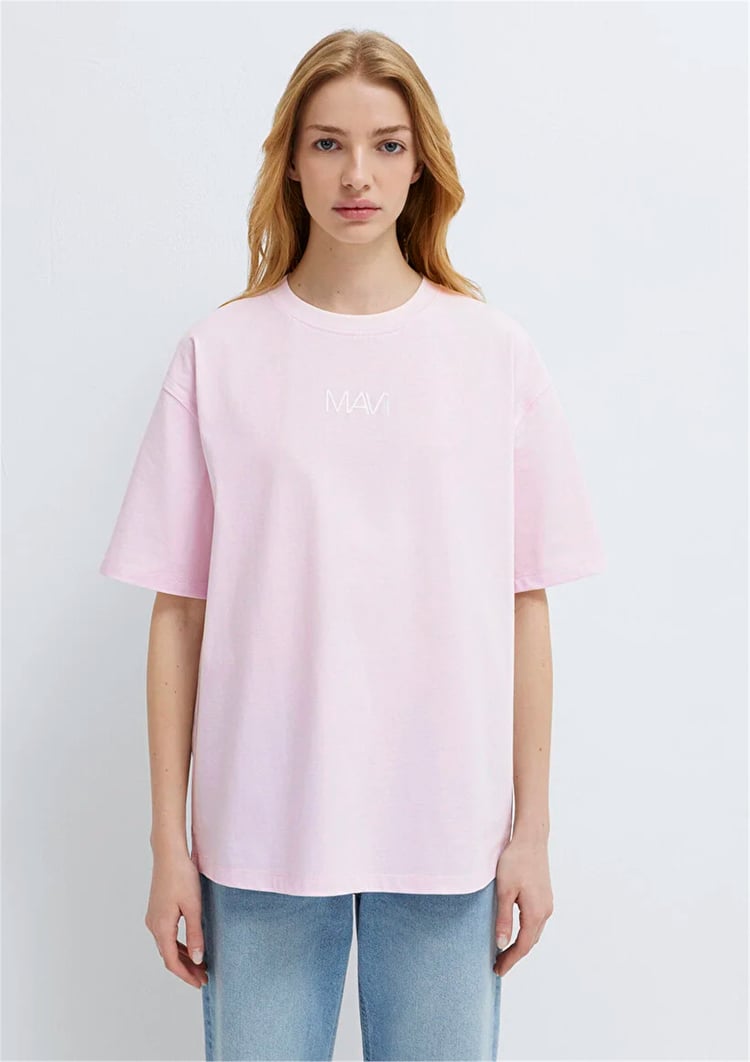 Mavi Y26 M1613884-70513 Lavender Fog Kadın Oversıze Mavi Baskılı T-shirt