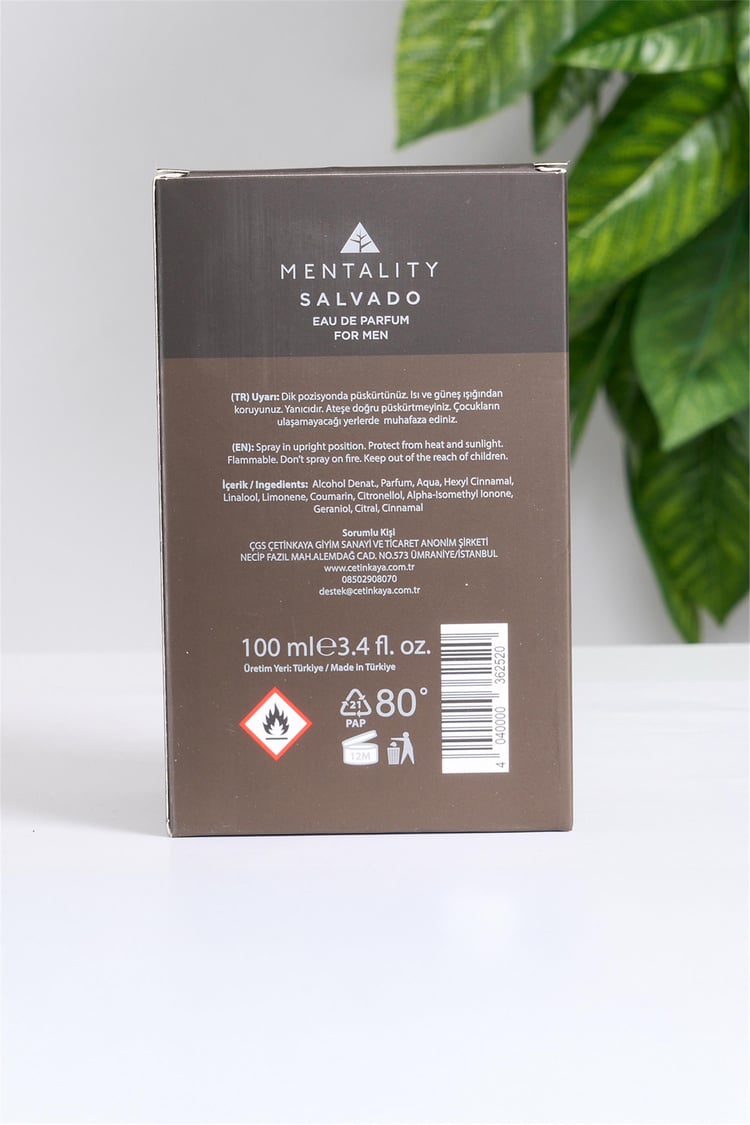Mentality 100 ML EDP For Men Salvado Erkek Parfüm