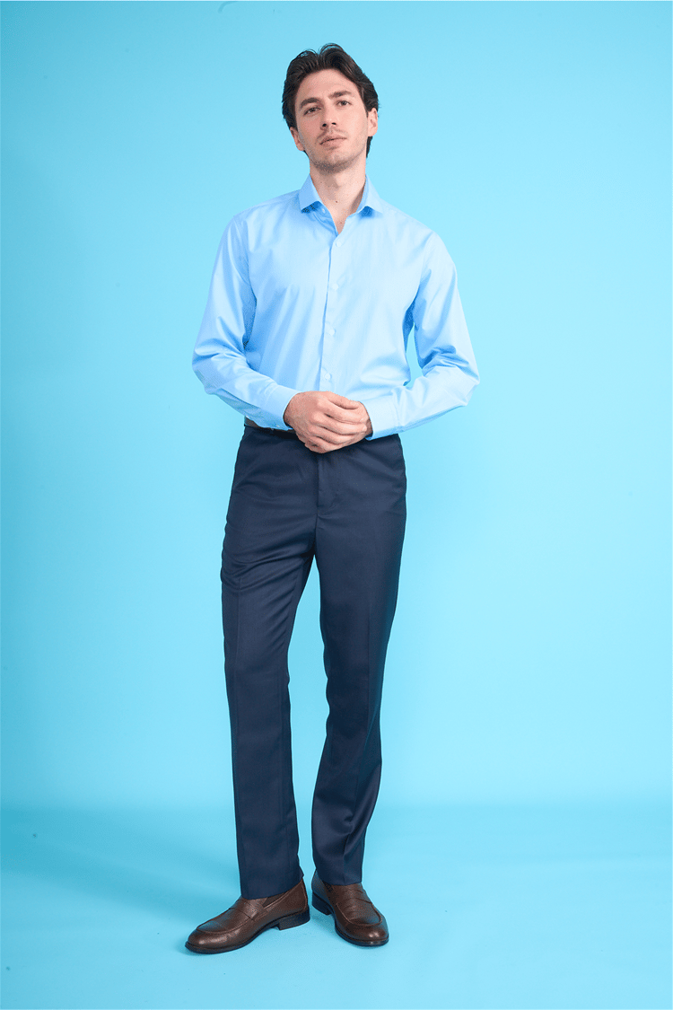 Mentality 2444 Erkek Uzun Kol Slimfit 50/1 Poplin Gömlek Koyu Mavi
