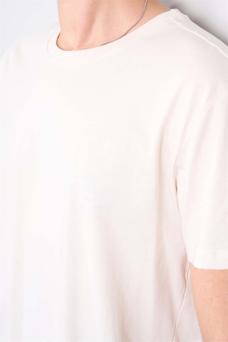 Mentality 2772 Erkek Bisiklet Yaka T-shirt Koyu Krem