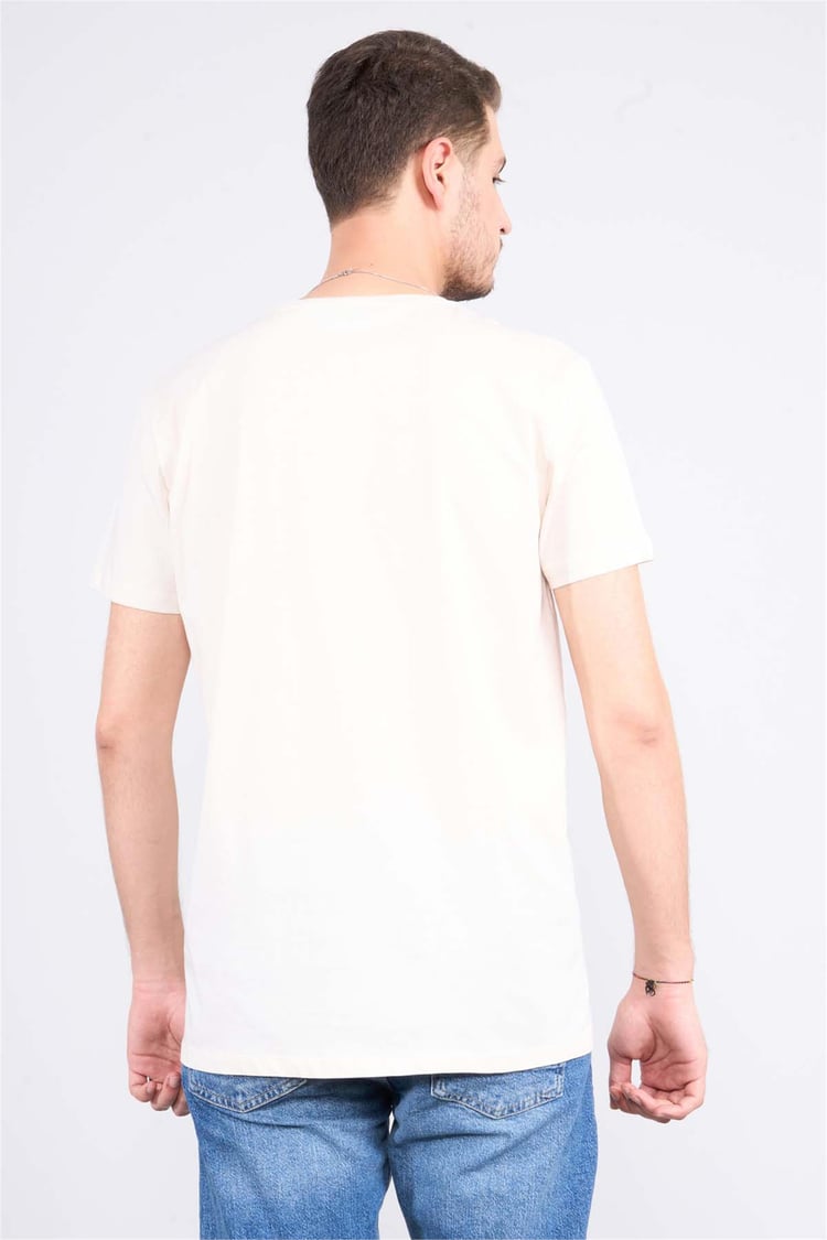Mentality 2772 Erkek Bisiklet Yaka T-shirt Koyu Krem