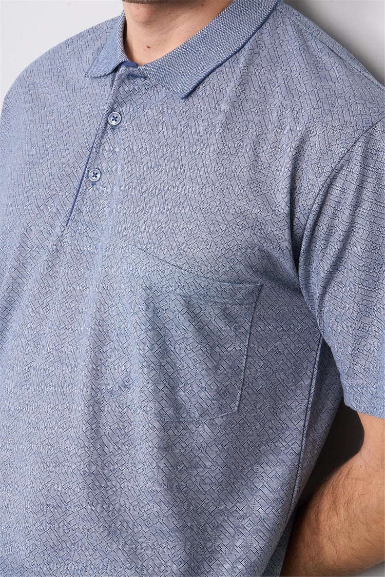 Mentality 3918 Erkek Polo Yaka Cepli T-shirt Mavi