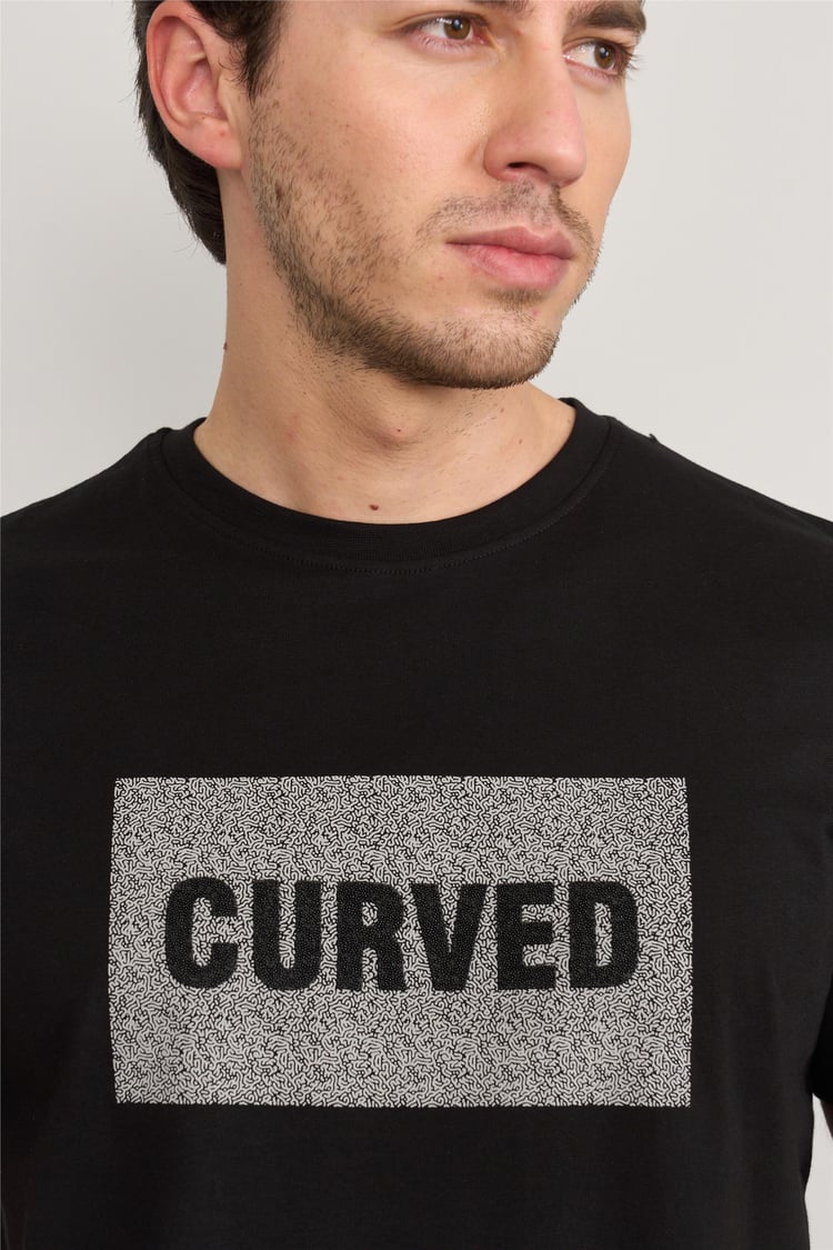 Mentality 4032 Erkek Bisiklet Yaka Baskılı Regular T-shirt Siyah