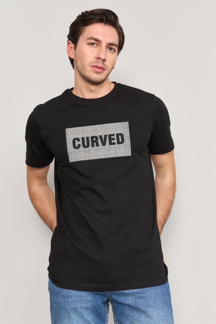Mentality 4032 Erkek Bisiklet Yaka Baskılı Regular T-shirt Siyah