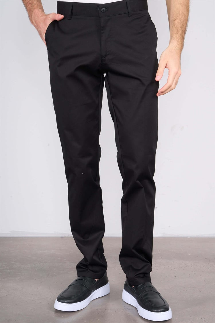 Mentality 6272 Erkek Gabardin Yan Cep Pantolon Siyah