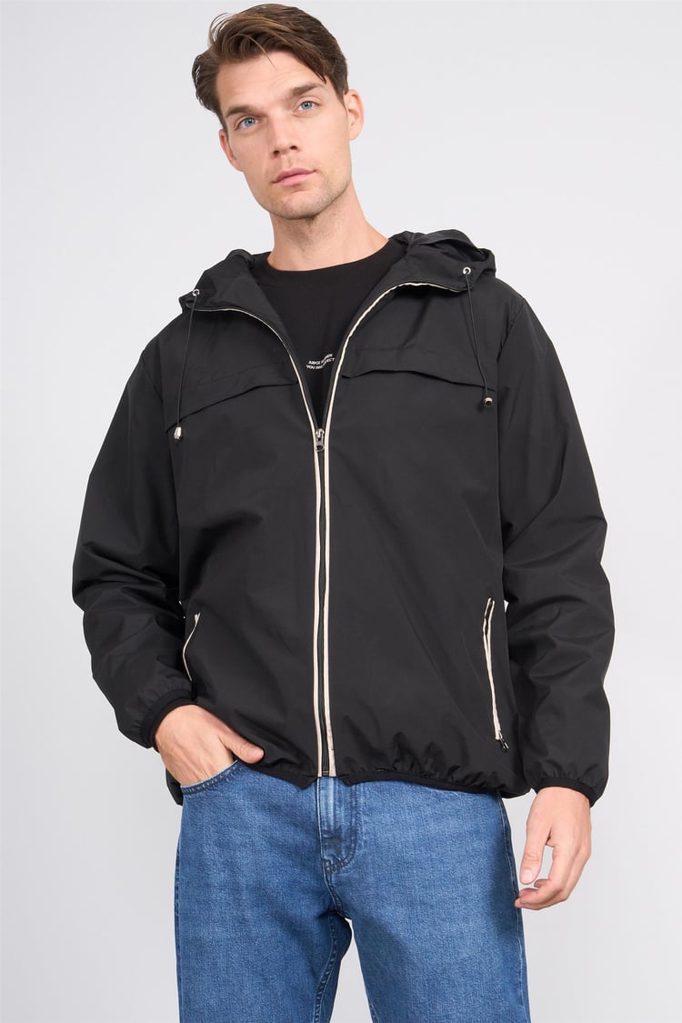 Mentality 7775 Erkek Kapüşonlu Vural Yağmurluk Siyah