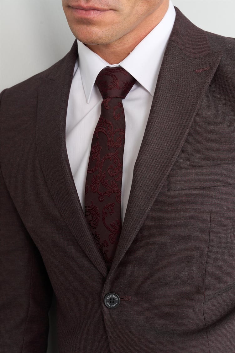 Mentality 9094 Erkek Yünter 6 Drop Slimfit Takım Elbise Bordo