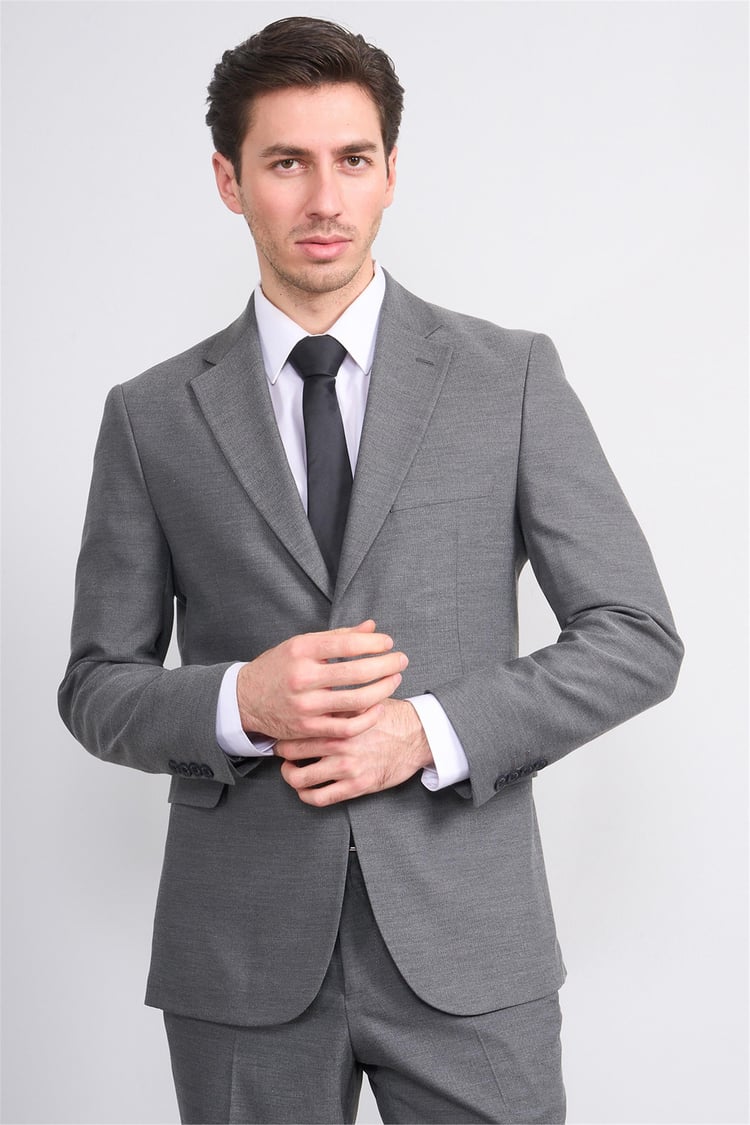 Mentality 9188 Erkek Mono Yaka Slim Fit Takım Elbise Gri