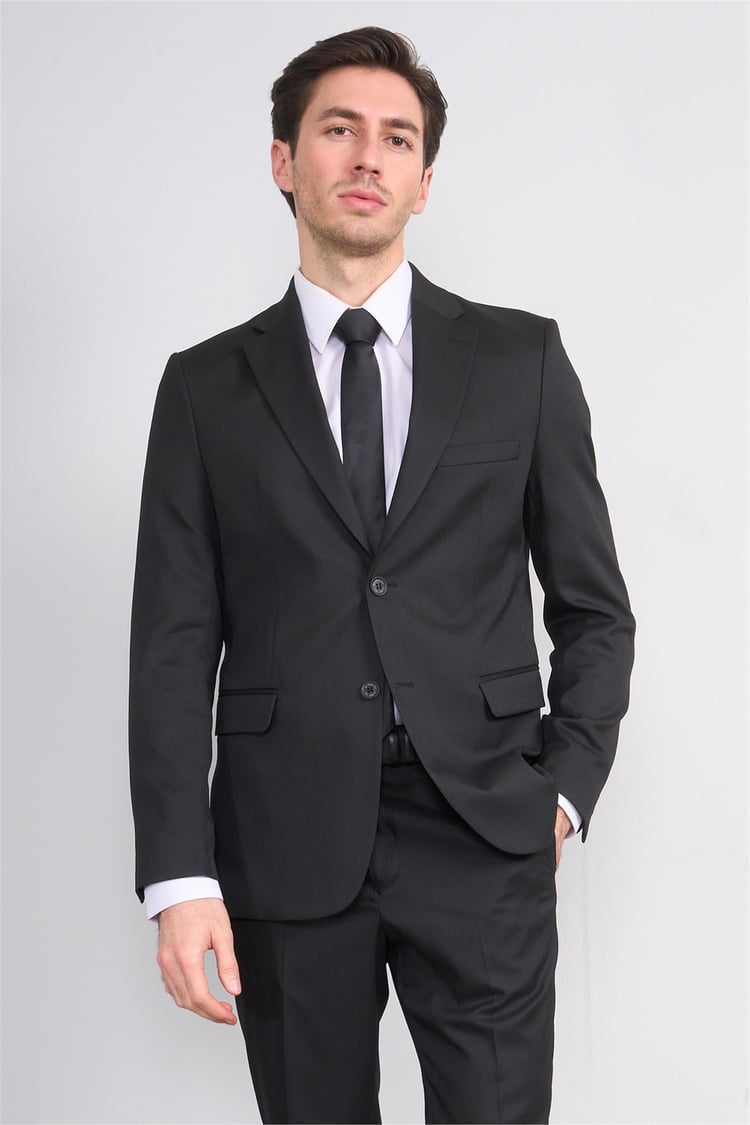 Mentality 9188 Erkek Mono Yaka Slim Fit Takım Elbise Siyah