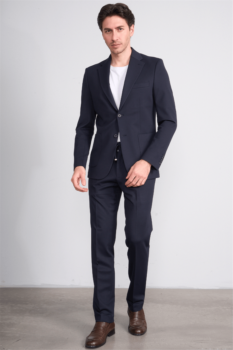 Mentality 9226 Erkek Noa Desenli Örme Slim Fit Jogger Takım Elbise Lacivert