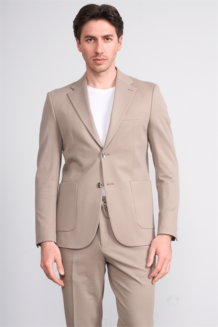 Mentality 9226 Erkek Noa Desenli Örme Slim Fit Jogger Takım Elbise Vizon