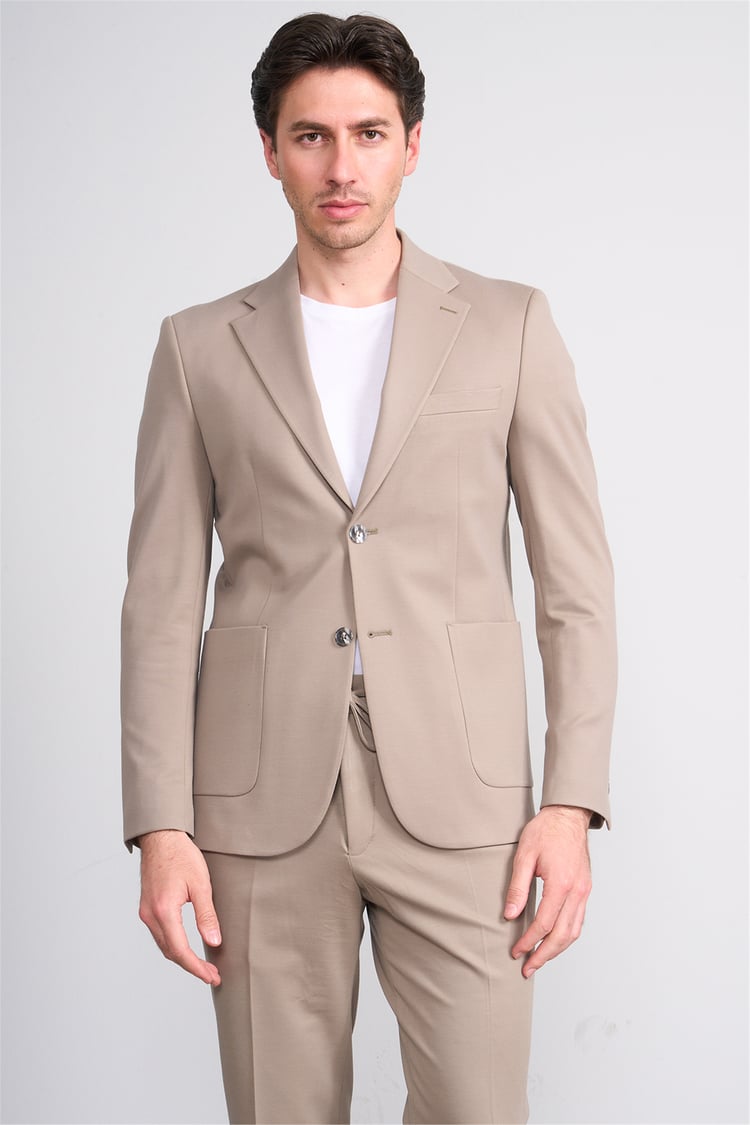 Mentality 9226 Erkek Noa Desenli Örme Slim Fit Jogger Takım Elbise Vizon