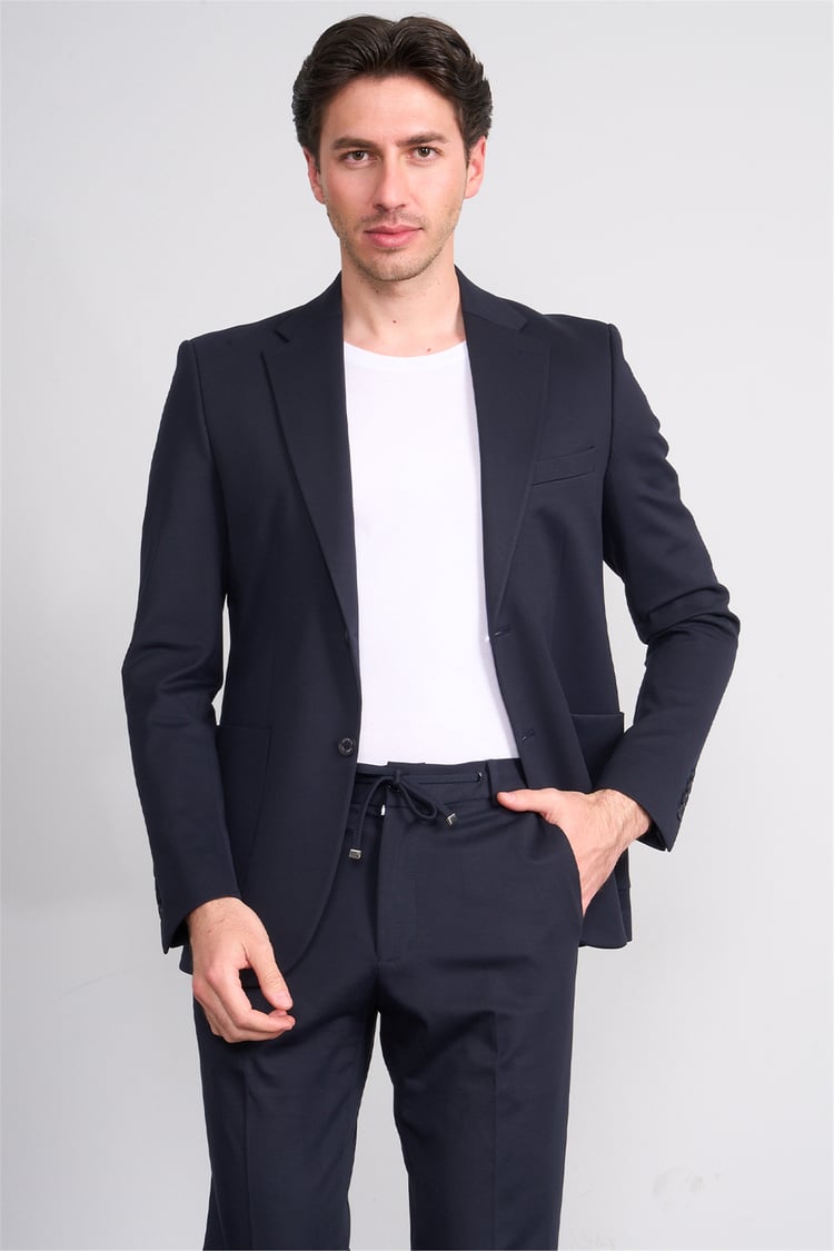Mentality 9226 Erkek Noa Desenli Örme Slim Fit Jogger Takım Elbise Lacivert